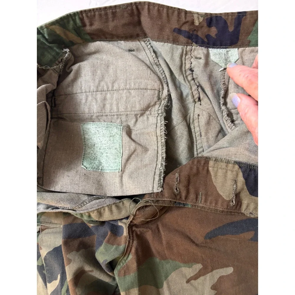 Vintage Woodland Camo Cargo Pants Military Style Tactical Trousers Green Brown